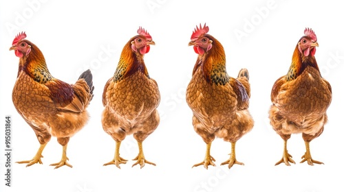 Four Golden Brown Hens in a Row