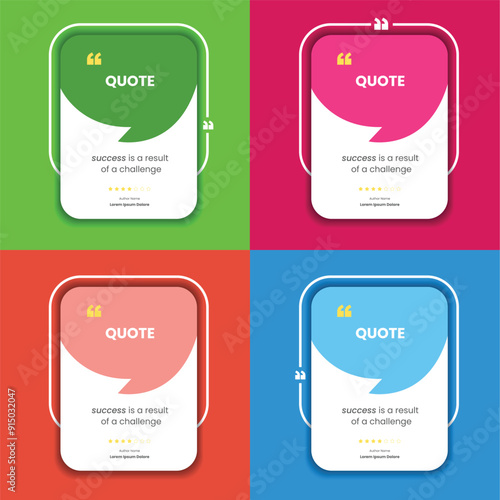Bubble testimonial banner, quote, infographic. Social media post template designs for quotes.