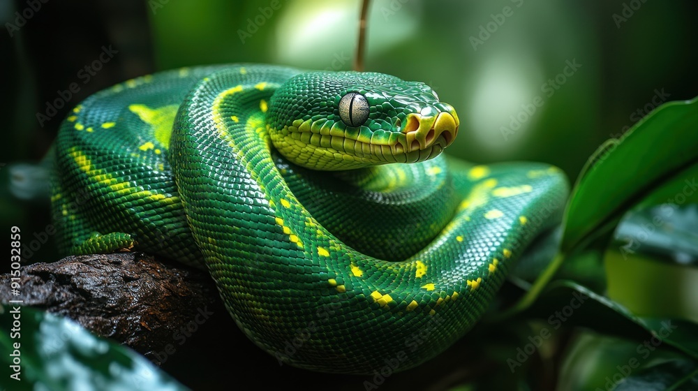Emerald Tree Boa Snake Closeup Emerald Tree Boa Snake Closeup