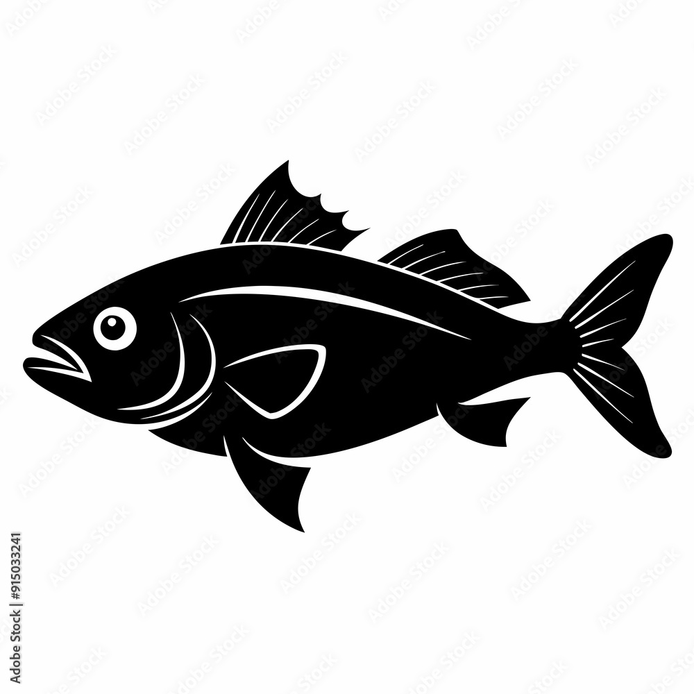 Fototapeta premium Cod fish Black silhouette