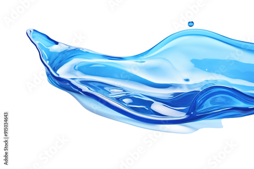 Captivating Blue Water Splashing Elegantly on a Bright White Background on Transparent PNG Background..
