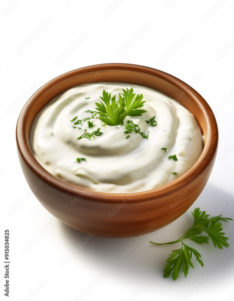 sour cream dip sauce with herbs isolated on white background sour cream dip sauce with herbs isolated on white background