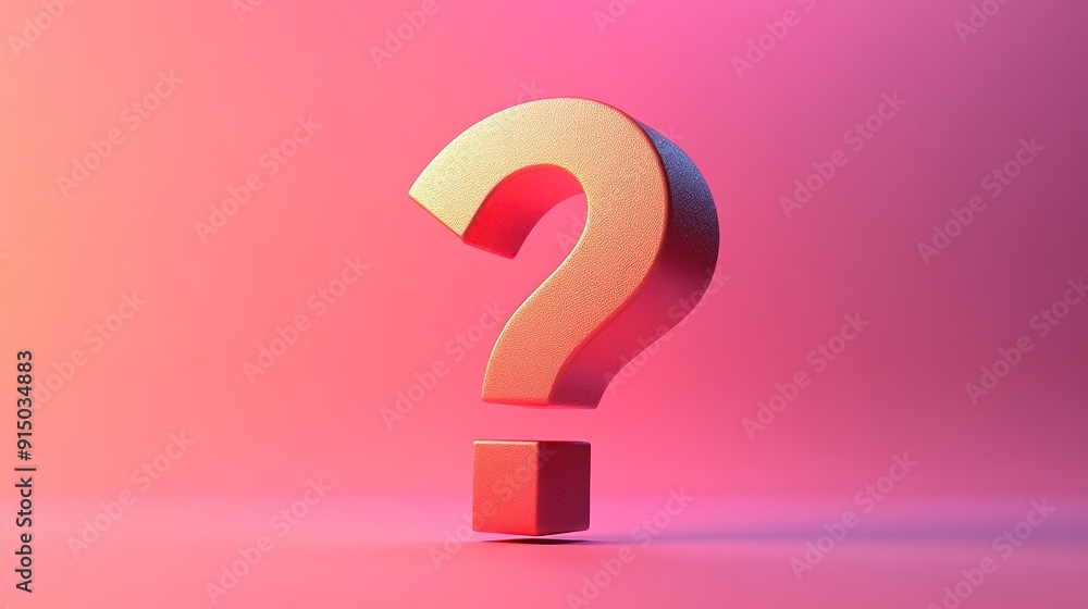 3D red question mark on pink background. 3D red question mark on pink background.
