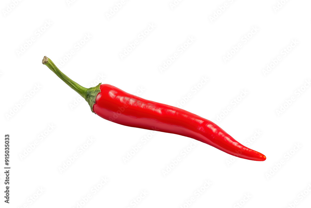 Vibrant Red Chili Pepper Laid Gracefully Against a Pure White Background on Transparent PNG Background.. Vibrant Red Chili Pepper Laid Gracefully Against a Pure White Background on Transparent PNG Background..