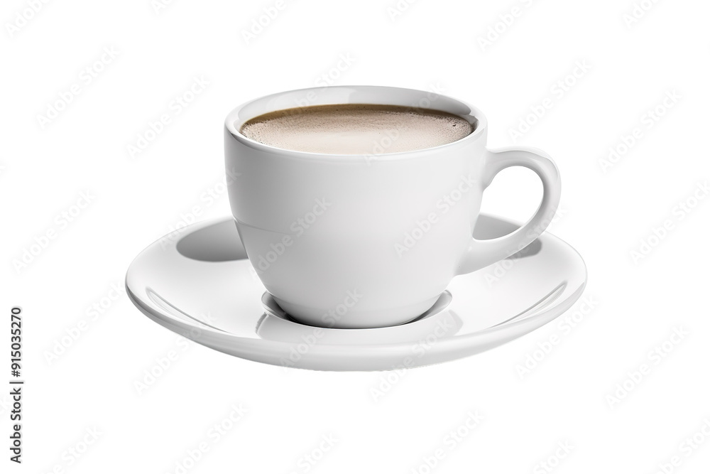 Warm Coffee Cup Resting on a Bright Saucer in Morning Light on Transparent PNG Background.. Warm Coffee Cup Resting on a Bright Saucer in Morning Light on Transparent PNG Background..