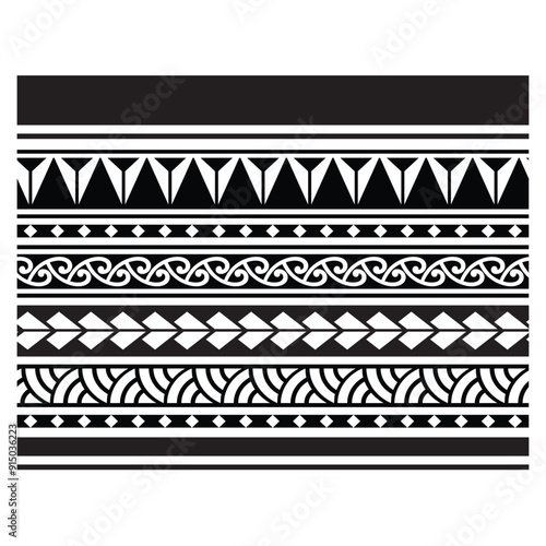 Polynesian hawaiian ethic pattern deoration.Hawaiian native art design.Polynesian tattoo band tribal design.