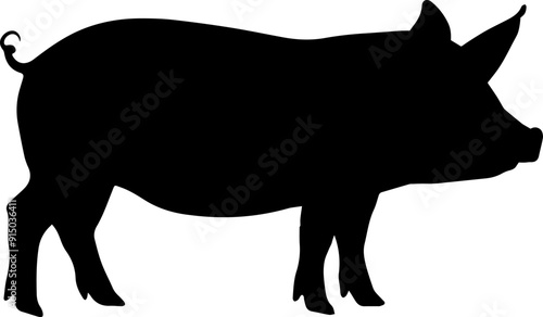 Illustration of a pig silhouette. Vector.