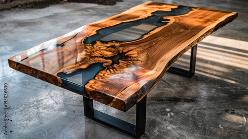 Wooden Table with Epoxy River Inset