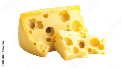 Fresh swiss cheese isolated on transparent background