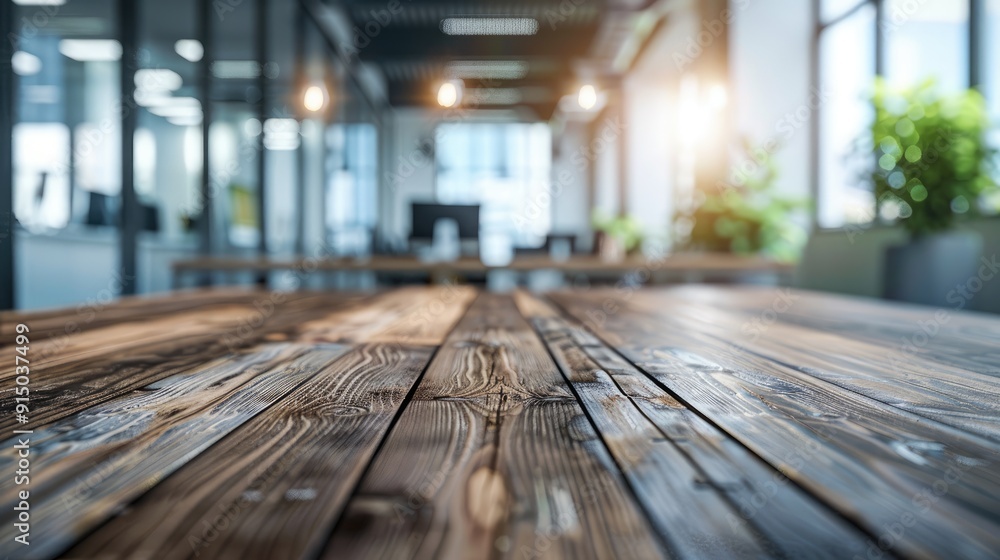Blurred office and meeting room background on an unoccupied wooden tabletop. Blurred office and meeting room background on an unoccupied wooden tabletop.