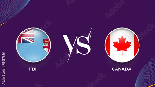  fiji vs Canada broadcast template for social media. vector illustration