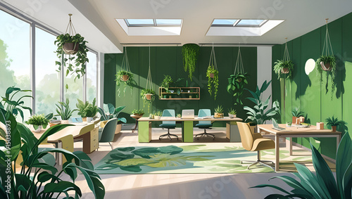 Green biophilic design of workplace office