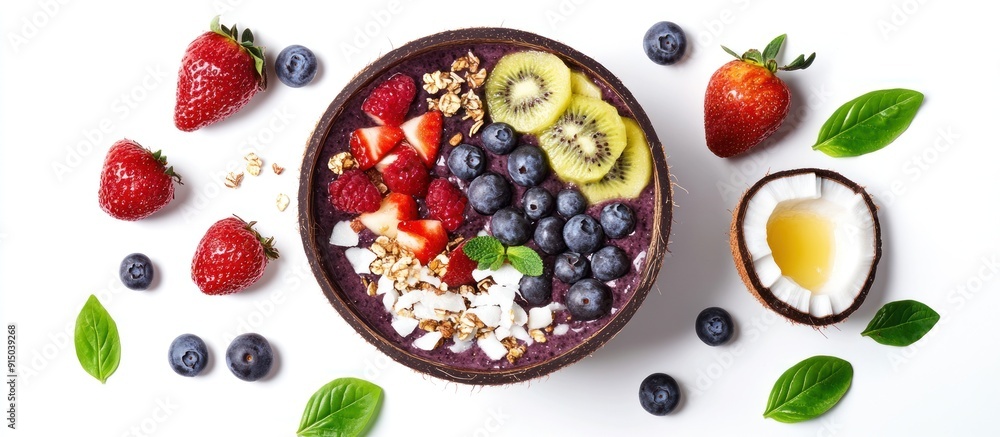 Delicious Acai Bowl with Fresh Fruit and Coconut Delicious Acai Bowl with Fresh Fruit and Coconut