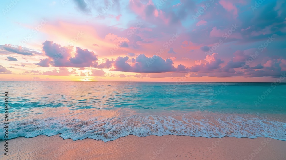 A beautiful view of the turquoise ocean at sunset A beautiful view of the turquoise ocean at sunset