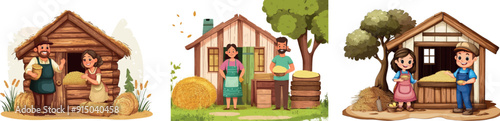 Illustration of the farmers' coop and chicken coop.