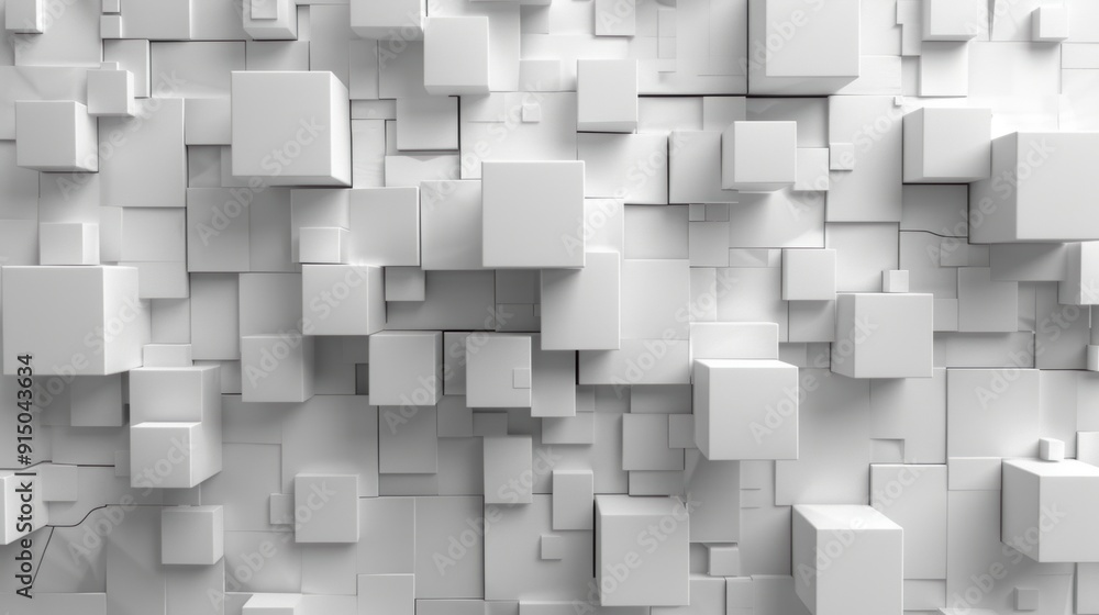 Abstract 3D cubes with light grey shading on a white background. Abstract 3D cubes with light grey shading on a white background.
