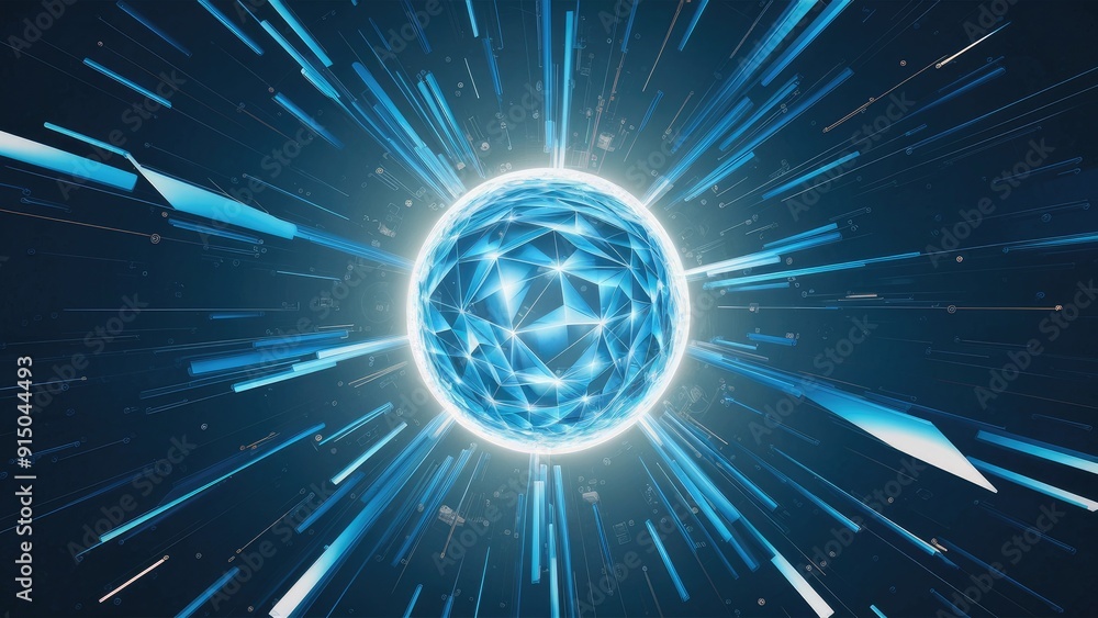 Obraz premium Abstract Blue Polygonal Light Background 3D Illustration Volume 5