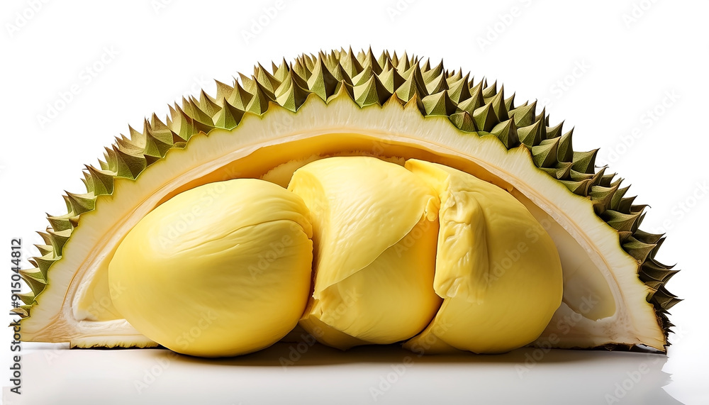 fresh durian flesh slice in wooden bowl isolated on white background fresh durian flesh slice in wooden bowl isolated on white background