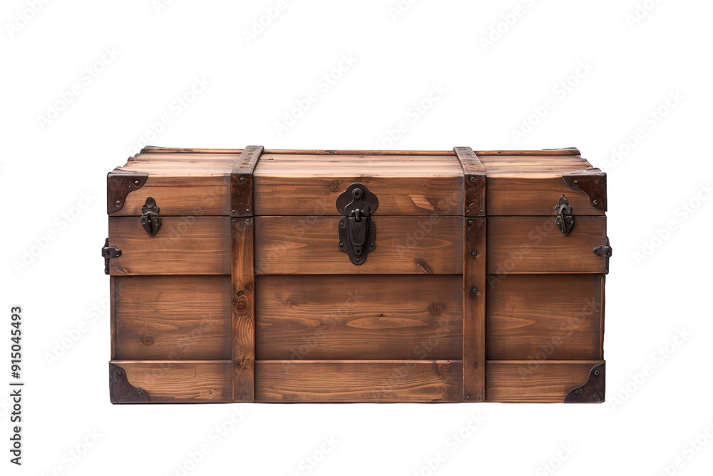 Sturdy Wooden Chest Displayed Against a Clean, Bright Studio Background on Transparent PNG Background.. Sturdy Wooden Chest Displayed Against a Clean, Bright Studio Background on Transparent PNG Background..