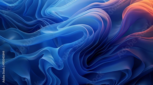 An abstract background featuring a blue gradient with a composition of fluid shapes