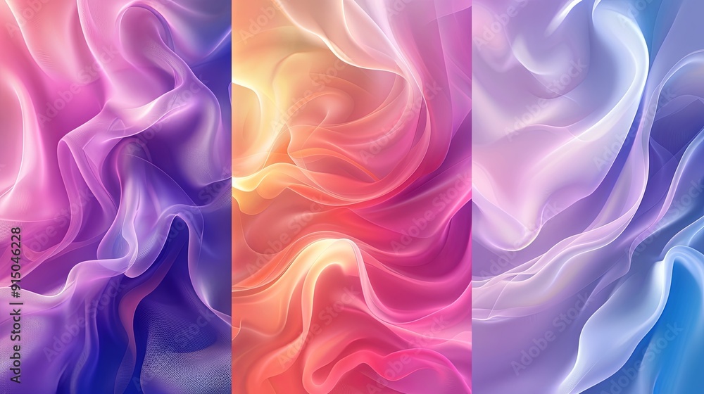 Obraz premium A collection of abstract liquid backgrounds featuring gradient meshes and bright color blends