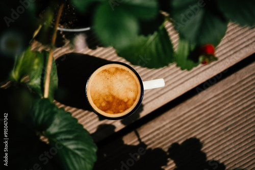 Cap of espresso coffee with foam