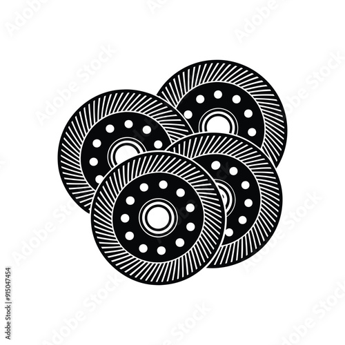 A silhouette of a Abrasive discs vector illustration