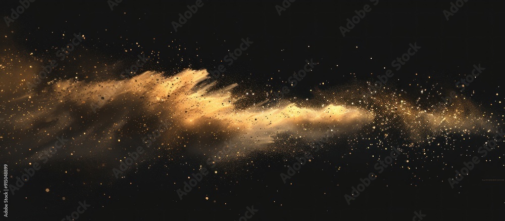 Golden Dust Explosion Against a Black Background Golden Dust Explosion Against a Black Background