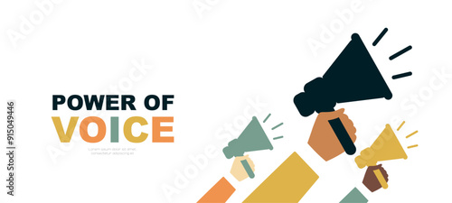 Power of Voice banner. Freedom of Speech theme. Modern design.