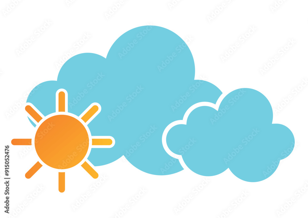 Sun and clouds vector sign isolated on white background Sun and clouds vector sign isolated on white background