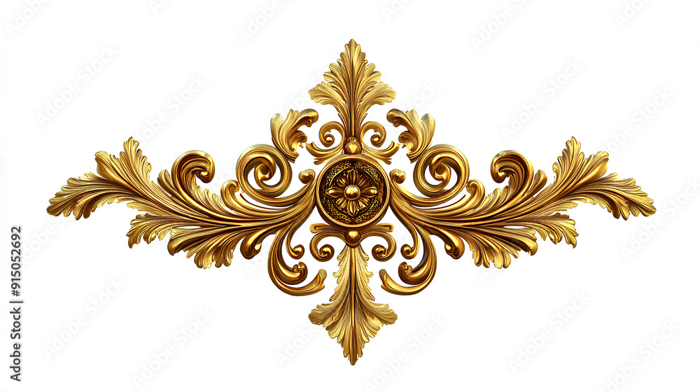 Gold baroque ornament element isolated on a white background Gold baroque ornament element isolated on a white background