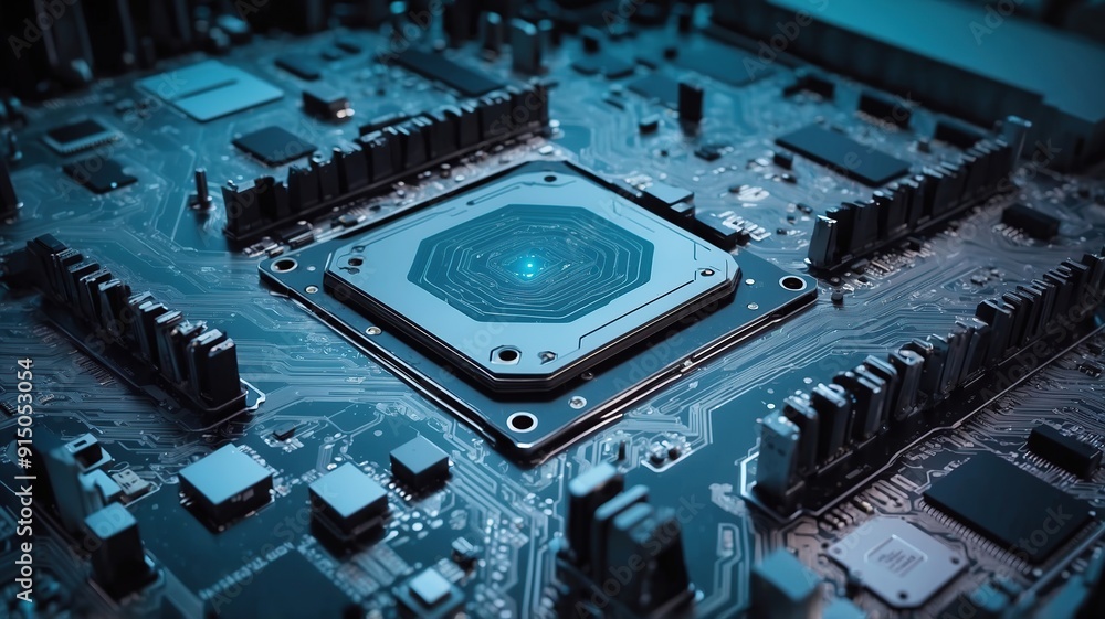 Microchip and Data Transfer Concept Microchip and Data Transfer Concept