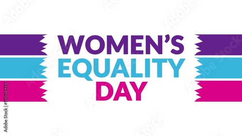 Women's Equality Day In and Out text from split line animation on a White background. Which is observed every year in 26 August to celebrate, enjoy and wish Womens Equality Day.