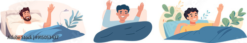 In the child's room, a boy lies in bed and rests at night.