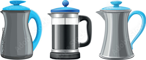 The percolator icon. Cartoon illustration of the metal coffee pot