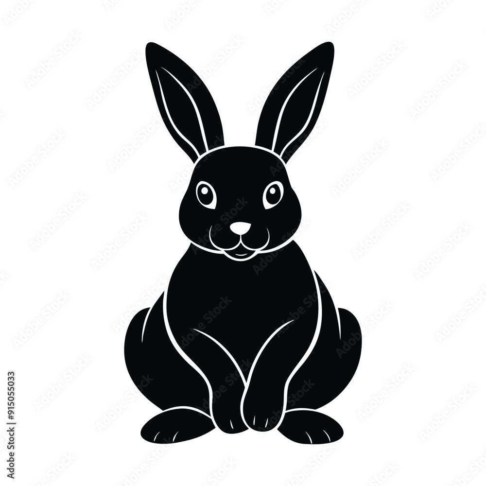 Obraz premium a silhouette of cute rabbit vector art illustration