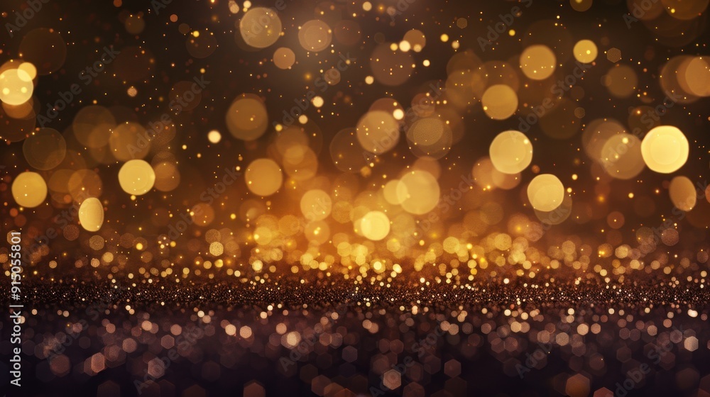 Golden Glitter Background with Bokeh Lights Golden Glitter Background with Bokeh Lights