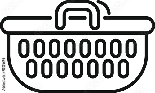 This simple icon depicts an empty shopping basket, a symbol widely used for online retail and e commerce platforms