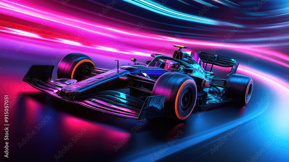 Extreme Speed Formula 1 Car Racing with Neon Lights Extreme Speed Formula 1 Car Racing with Neon Lights