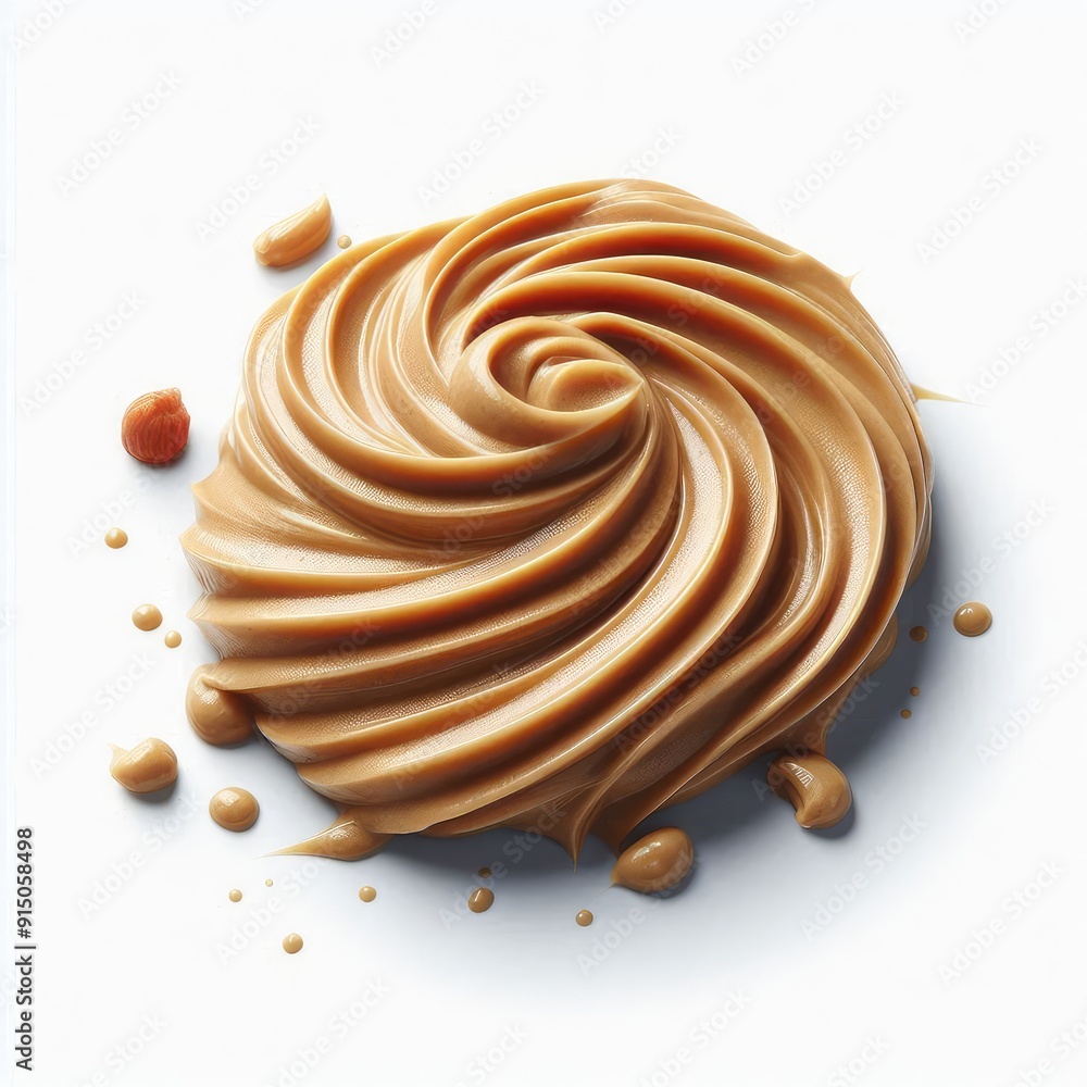 Brown Creamy peanut butter smear or spread isolated on white background Brown Creamy peanut butter smear or spread isolated on white background