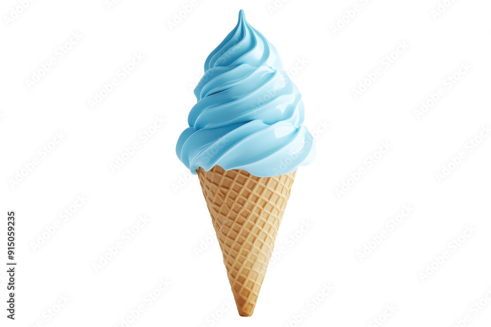 Delicious blue soft-serve ice cream in a waffle cone isolated on transparent background. Perfect for dessert or summer treats imagery. Delicious blue soft-serve ice cream in a waffle cone isolated on transparent background. Perfect for dessert or summer treats imagery.