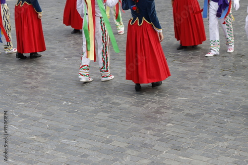 Basque folk dance exhibition in an outdoor festival