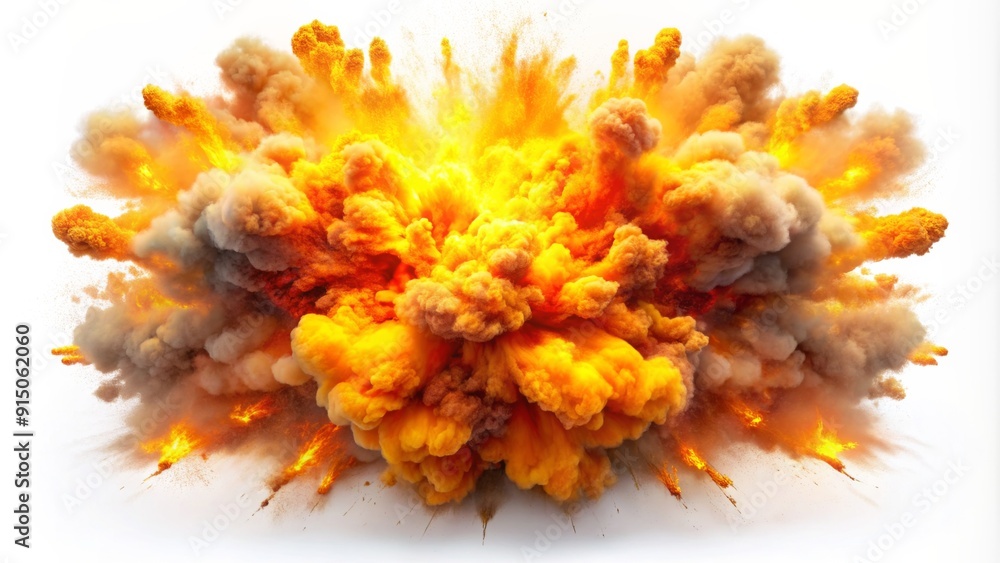 Fototapeta premium 3D Rendered Exploding Fireball - Orange and Brown Smoke with Sparks - Explosion, Fire, Smoke, Impact, Energy