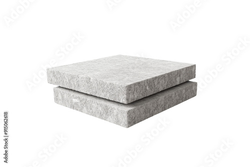 High-quality image of two gray concrete slabs stacked together, isolated on transparent background. Ideal for construction and industrial projects.