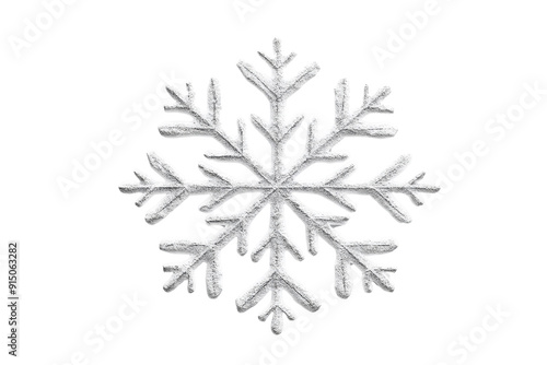 Intricate snowflake close-up showing detailed patterns and structure. Perfect for winter, holiday, and seasonal designs.