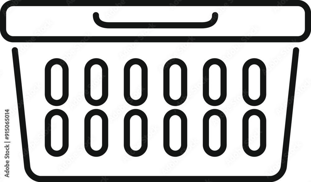 Simple line icon of an empty laundry basket with holes Simple line icon of an empty laundry basket with holes