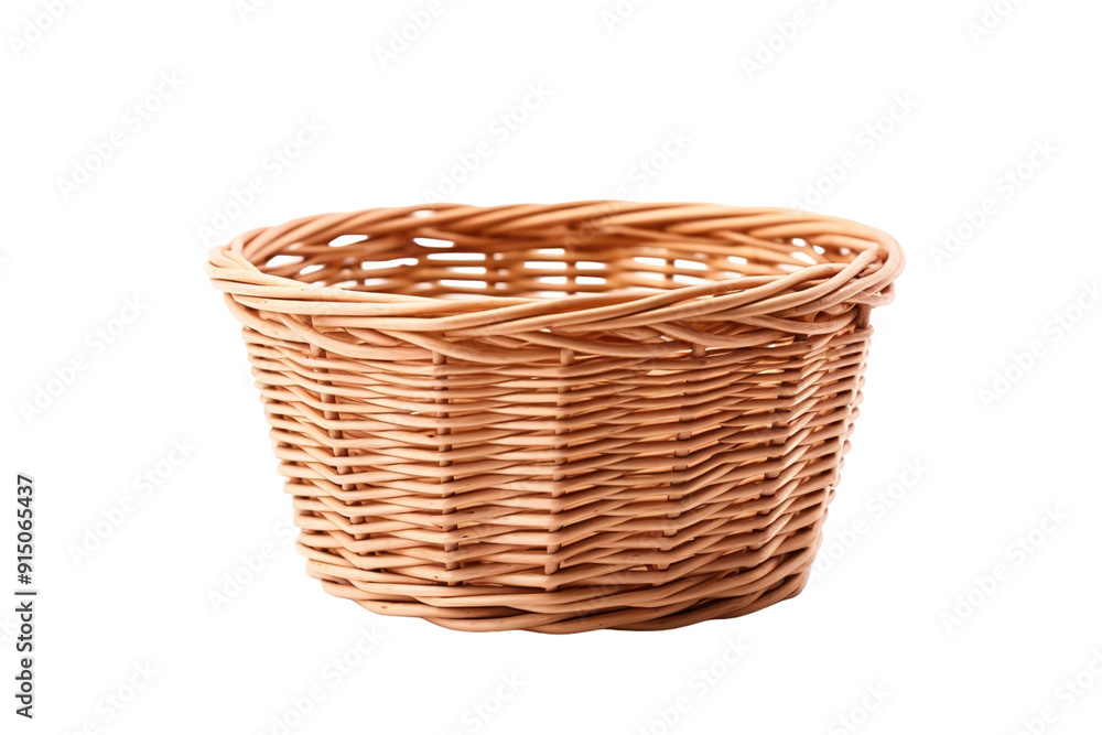 Elegant Woven Basket Captured in Soft Natural Light on a Wooden Surface on Transparent PNG Background.. Elegant Woven Basket Captured in Soft Natural Light on a Wooden Surface on Transparent PNG Background..