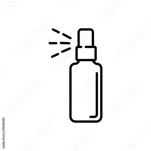 Sanitizing spray bottle icon, concept disinfection and cleanness, clean surface, antiseptic thin line web symbol on white background - editable stroke vector illustration.
