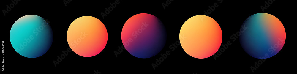Gradient spheres set noise texture black background blue orange red yellow noise textured Gradient spheres set noise texture black background blue orange red yellow noise textured