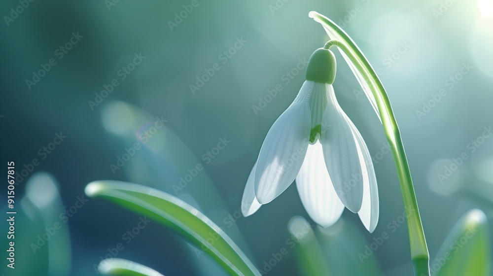 Close-up of snowdrop flower in soft light
Close-up of snowdrop flower in soft light